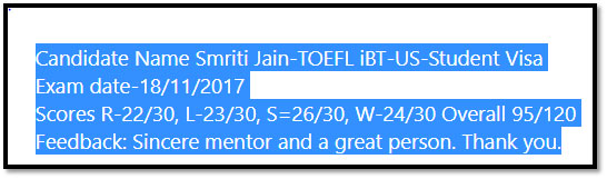 Student feedback image 4 published by IELTS Gurukul